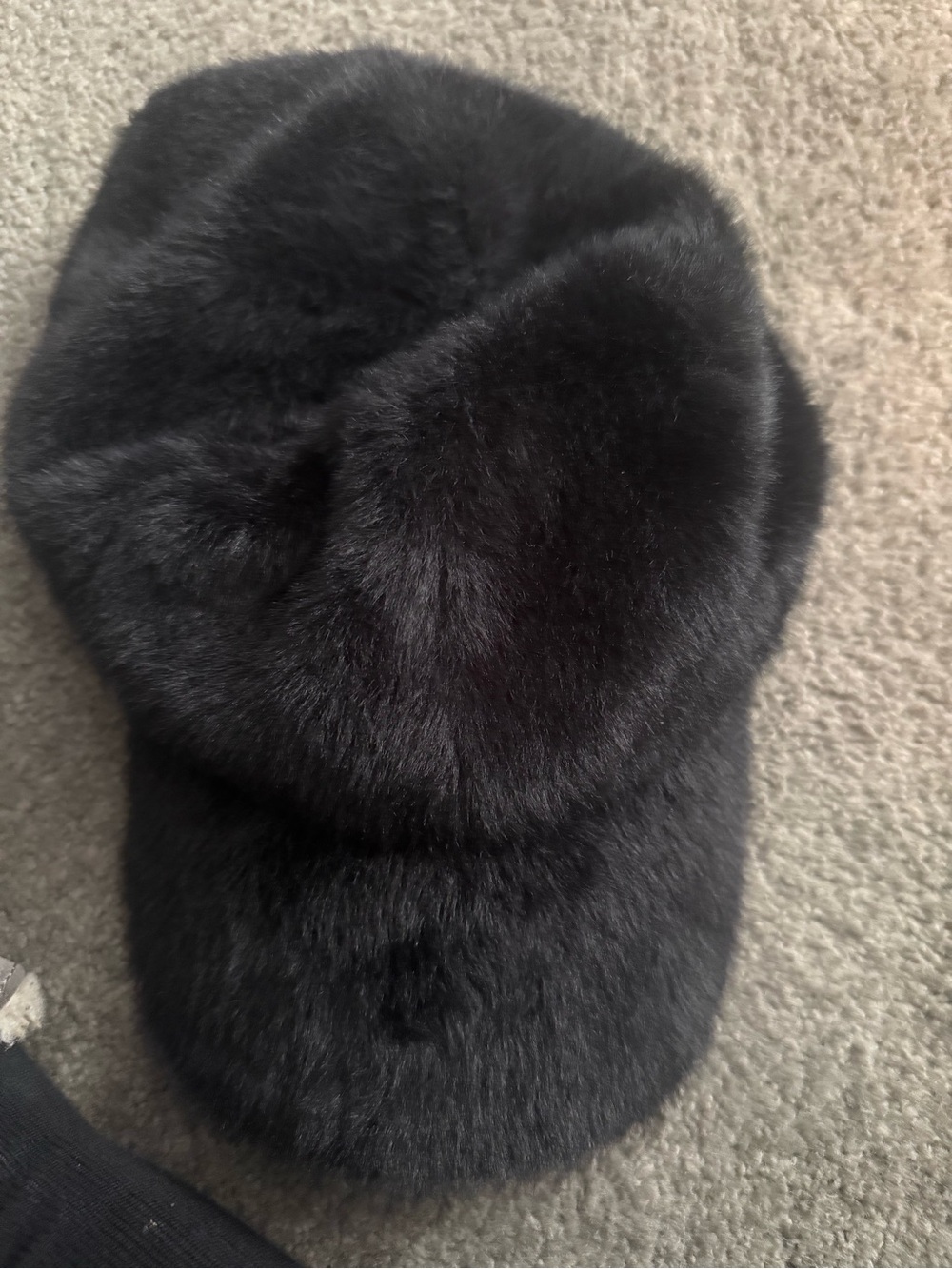 Apparis Black Faux Fur Baseball Cap